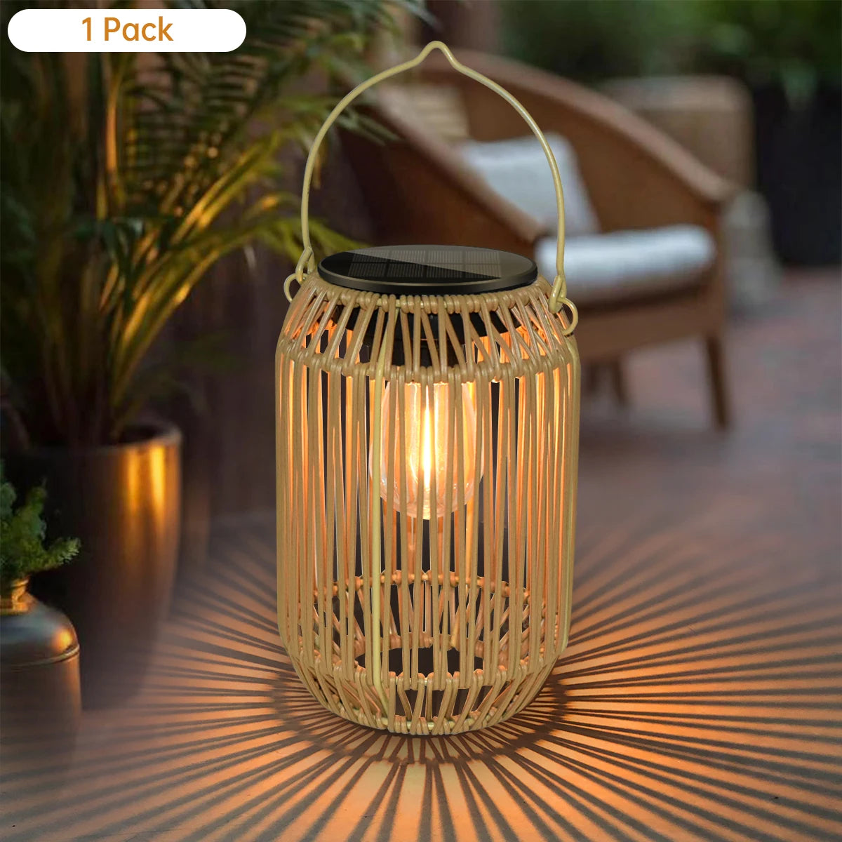 Solar Rattan Lantern for Outdoor Ambiance – Cylinder or Hexagon