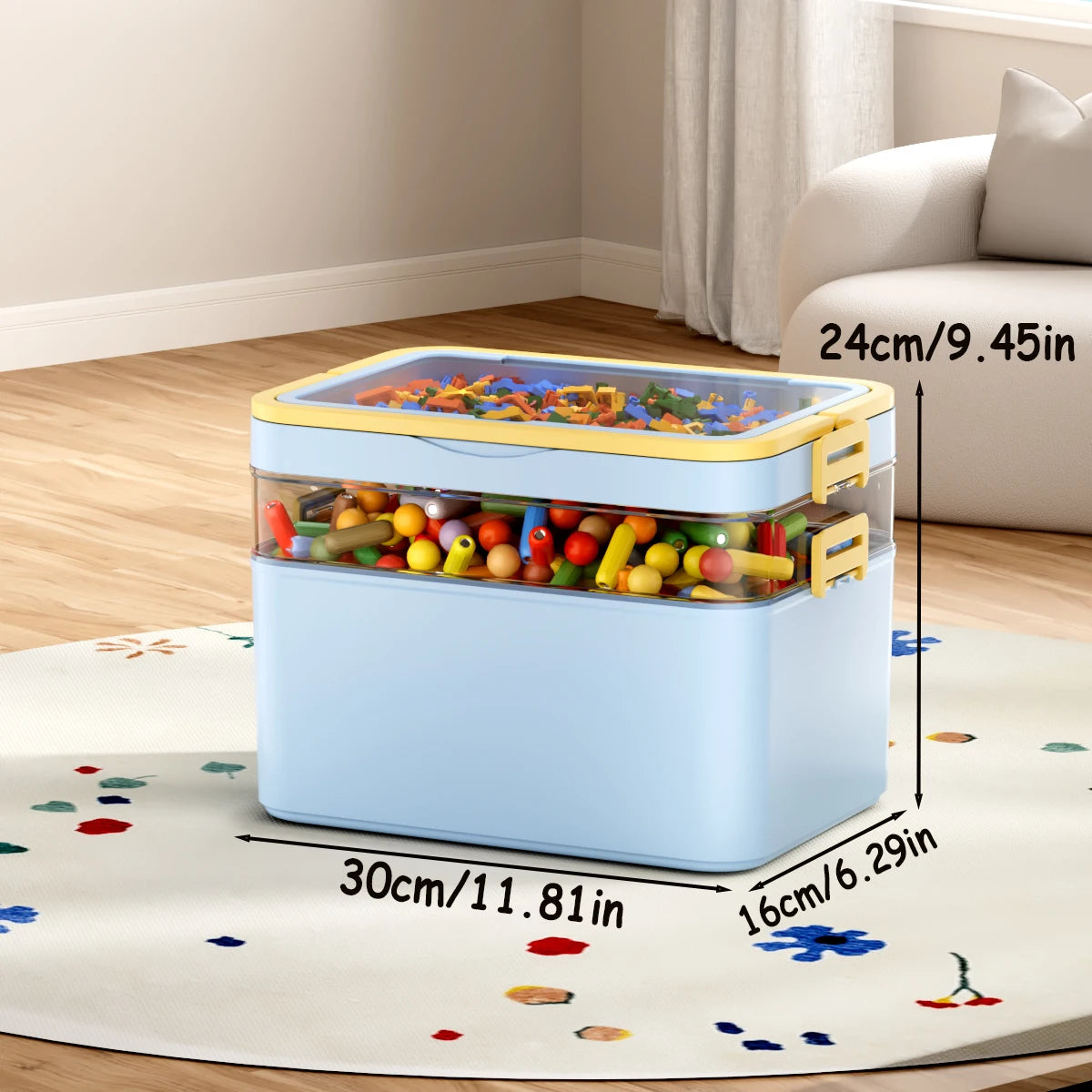 Stackable Multi-Layer Storage Box with Handle for Toys & Home Organization