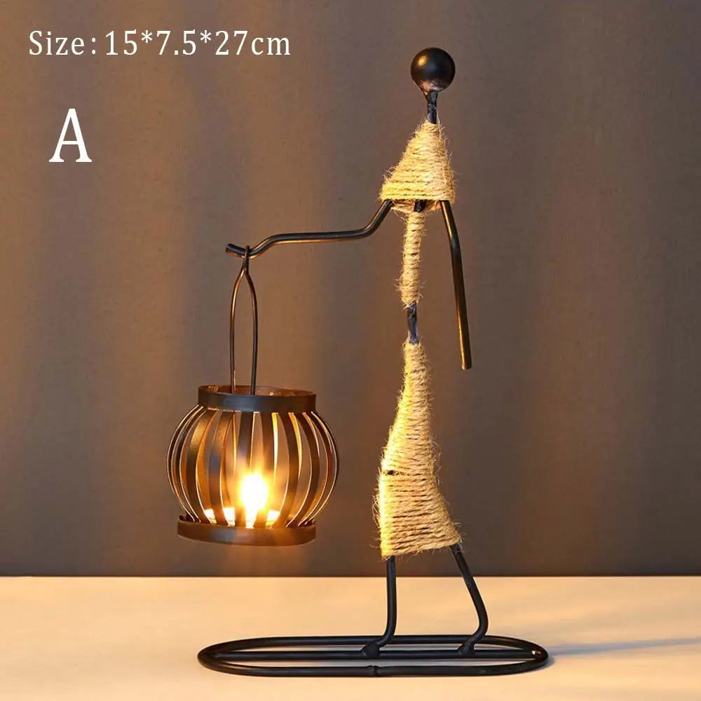 Nadira Abstract Character Metal Candle Holder for Living Room & Tabletop Decor