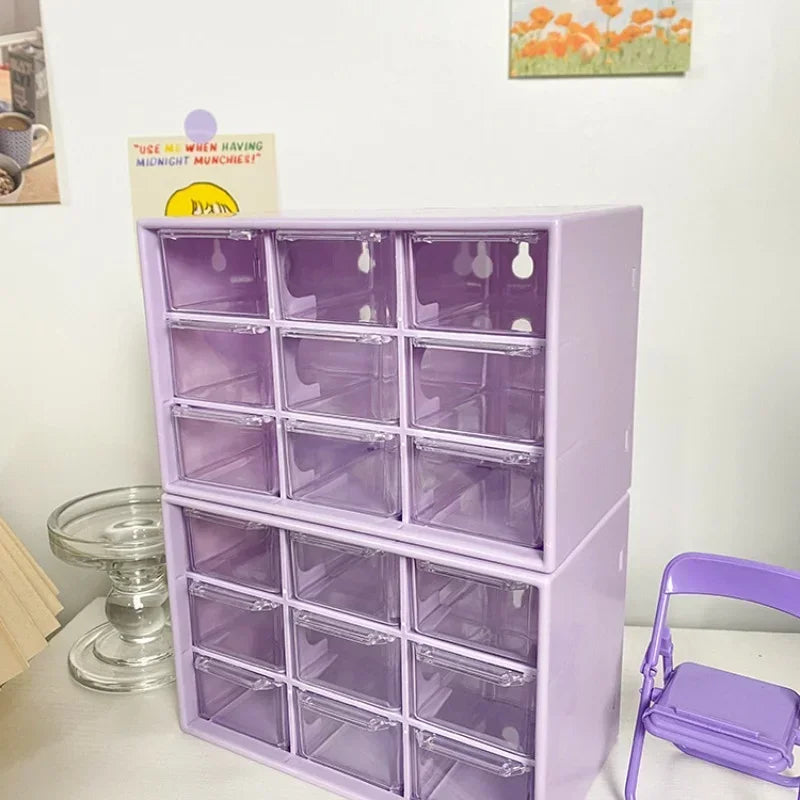 Transparent 9-Drawer Desktop Organizer Box