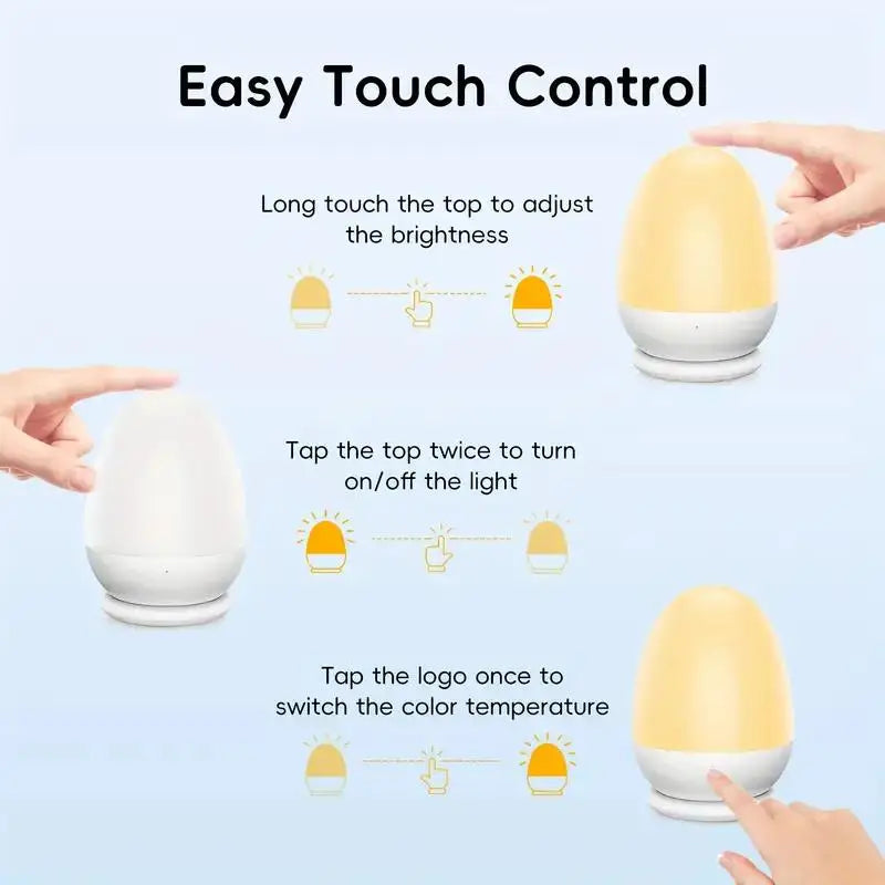 Egg-Shaped Touch Night Light for Nursery & Kids’ Rooms