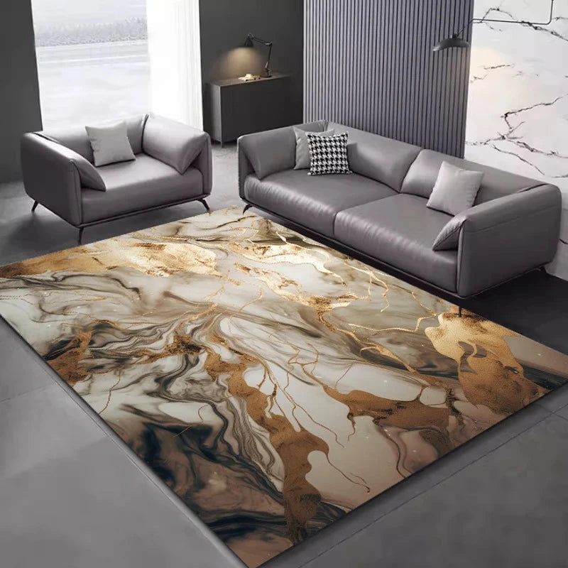 Modern Washable Area Rug with Anti-Slip Backing for Living Room