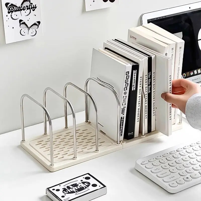 Modern Desktop Bookshelf Organizer with Non-Slip Base
