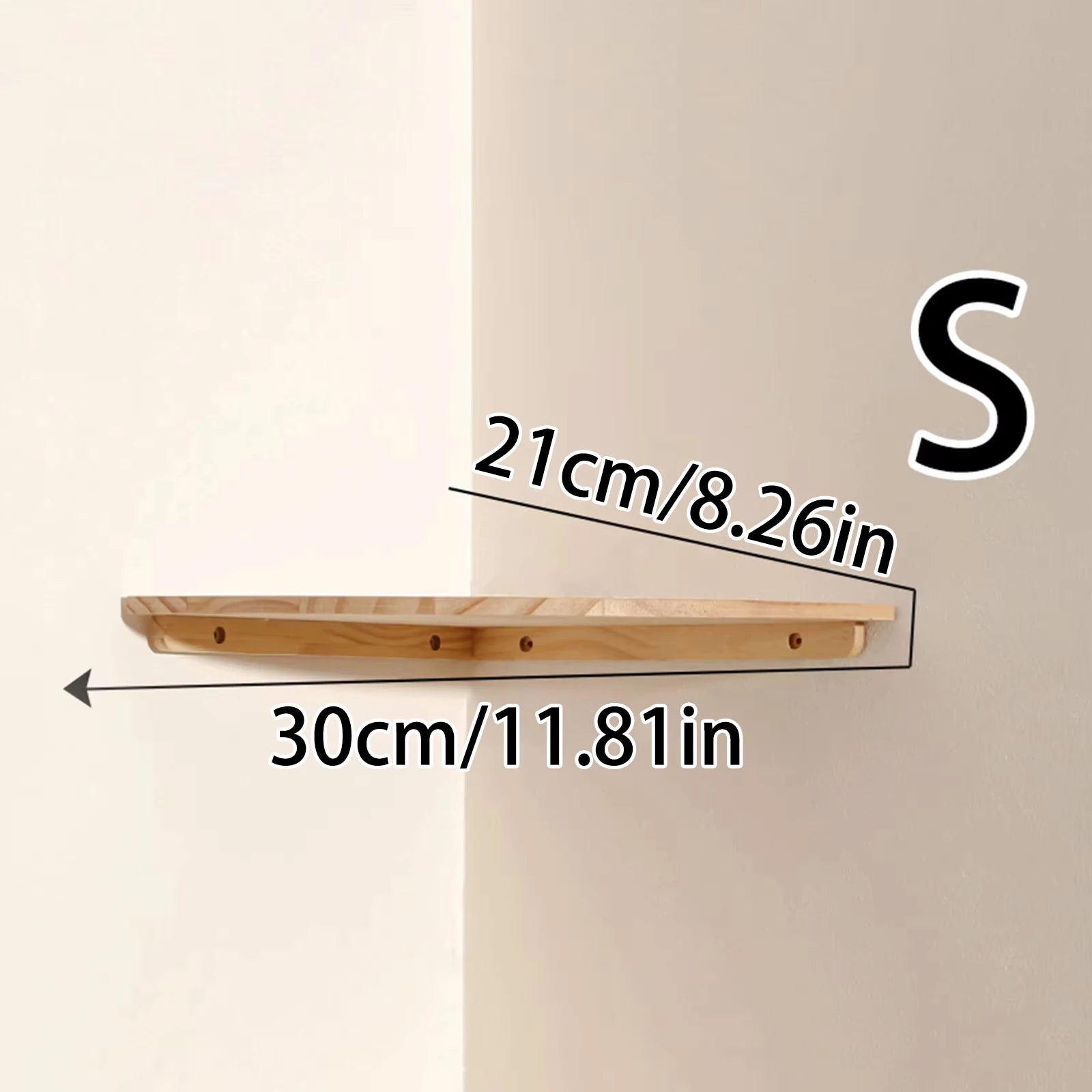 Scalloped Wooden Corner Wall Shelf for Living Room, Bedroom, or Kitchen