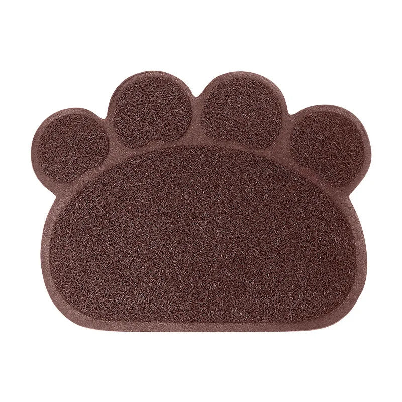 Paw Print Cat Litter Mat – Colorful Non-Slip PVC Floor Protector for Litter Box & Pet Feeding Area