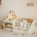Beige Partitioned Desktop Organizer with Drawers for Makeup, Skincare or Office