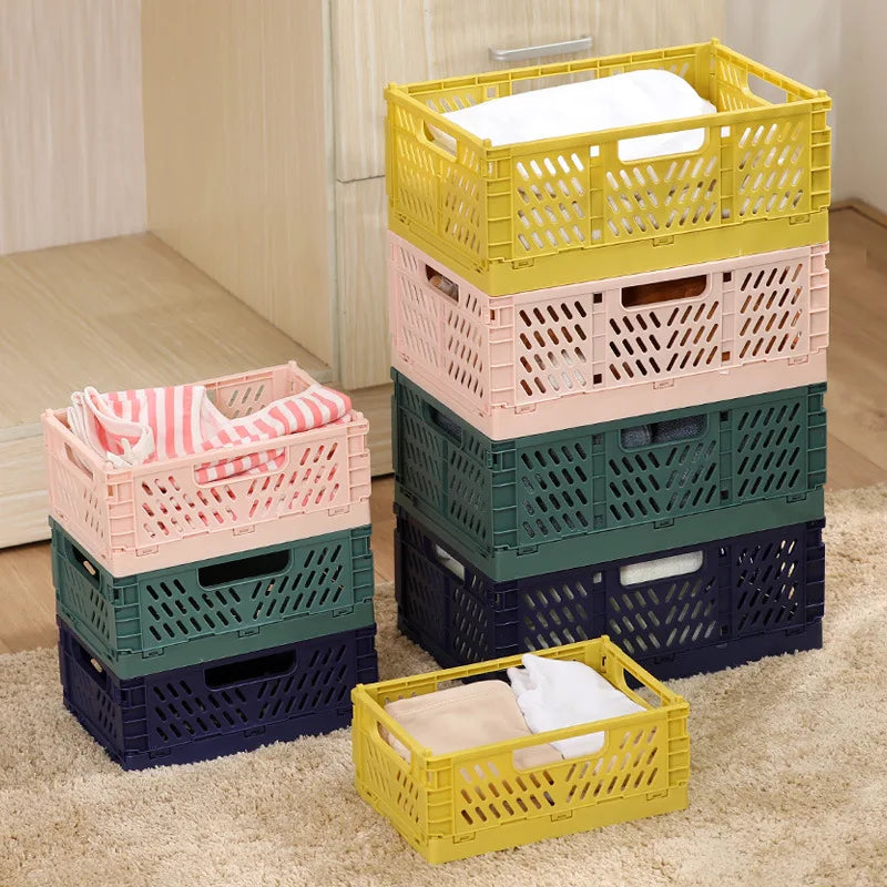 Foldable Plastic Storage Crate – Stackable Organizer Bin