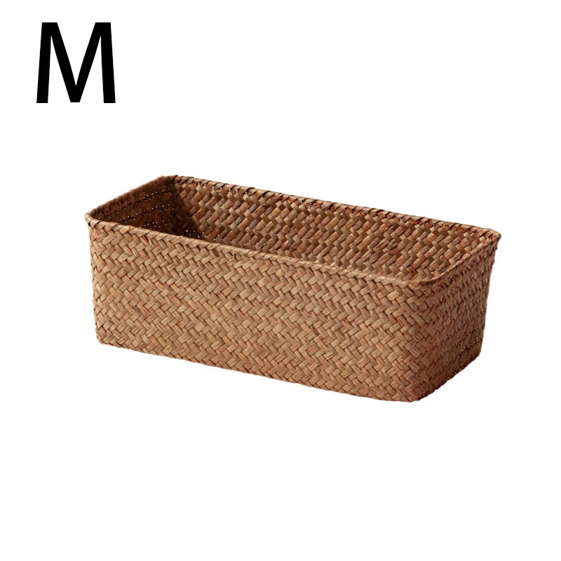 Handwoven Rectangular Seagrass Storage Basket