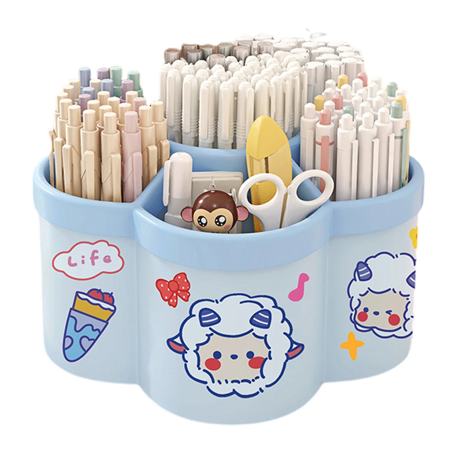 Kawaii Rotating Desk Organizer for Pens, Pencils & Makeup