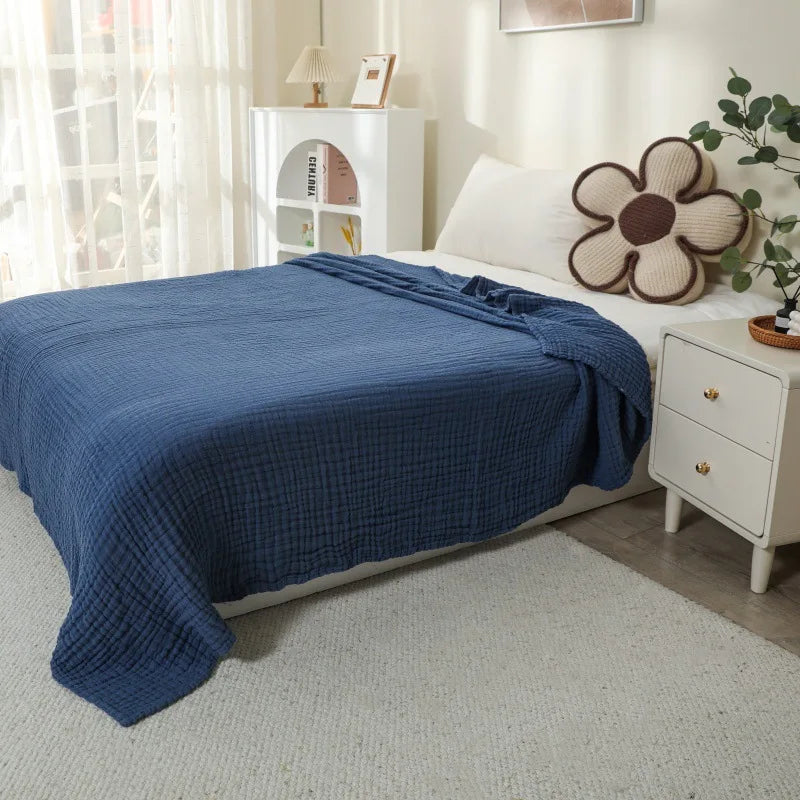 Lightweight 100% Cotton Gauze Bed Blanket – Soft, Breathable Layer for Cozy Bedrooms & Living Rooms