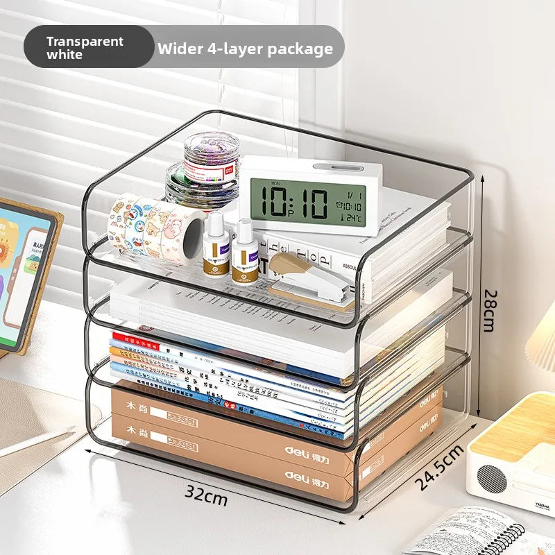 Stackable Clear Desktop Document Tray, A4 Size Metal Organizer