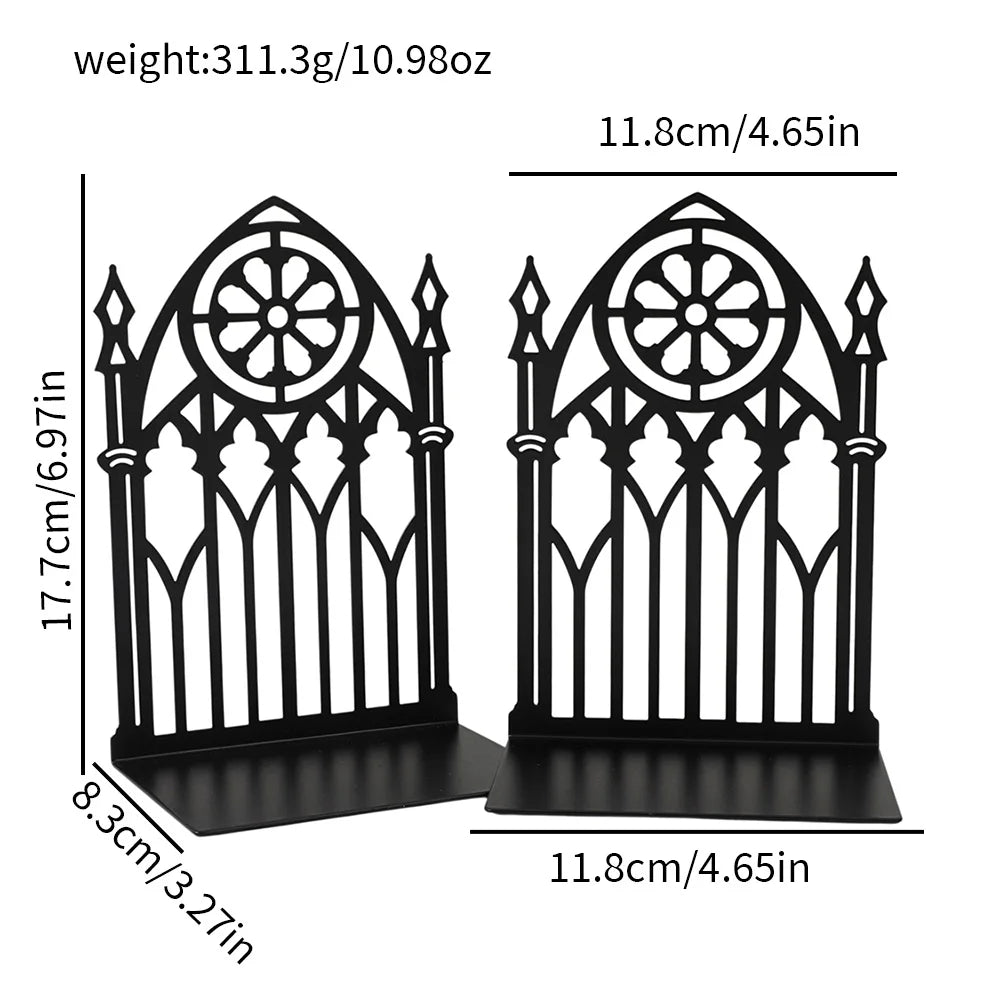 Gothic Gate Metal Bookends for Shelves and Desks