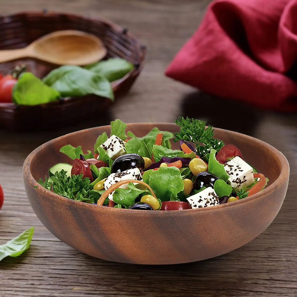 Elmwood Round Wooden Serving Bowl