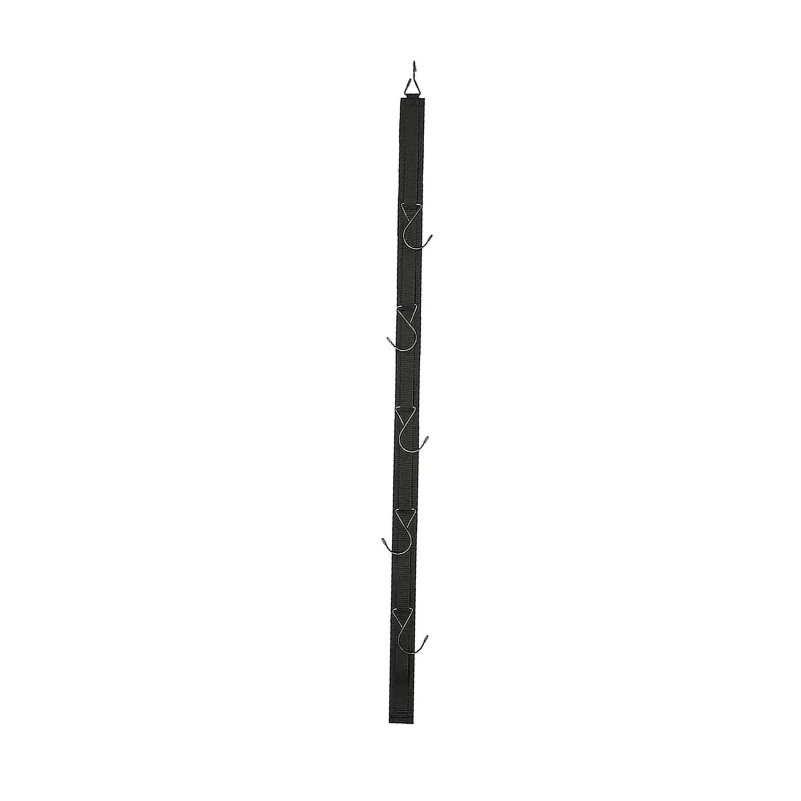 Black hanging sports gear drying rack with five metal hooks