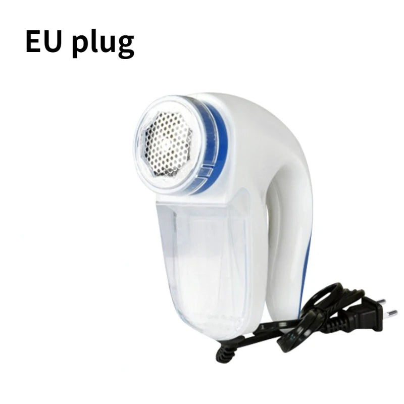 Plug-In Electric Lint Remover with Handle for Sweaters, Clothing, and Upholstery – White/Blue EU Plug