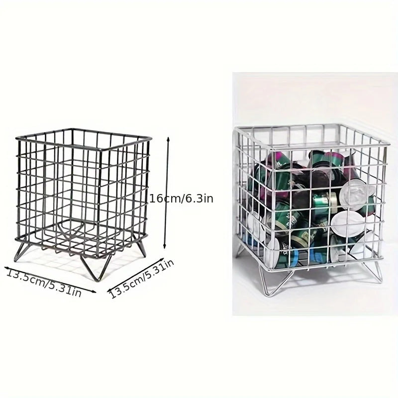 Metal Grid Storage Basket for Desk and Shelf Organization