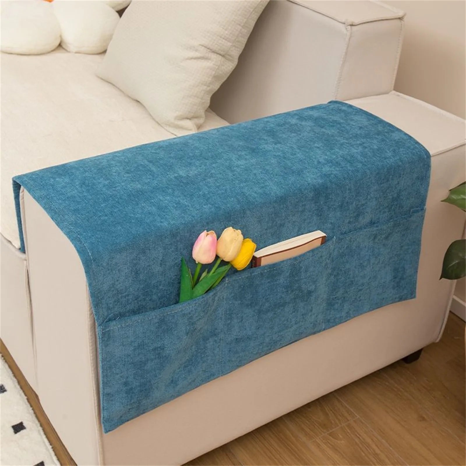 Fabric Sofa Armrest Organizer with Pockets