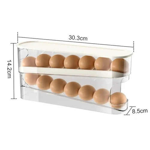 Double-Layer Rolling Egg Organizer for Fridge or Pantry Shelves
