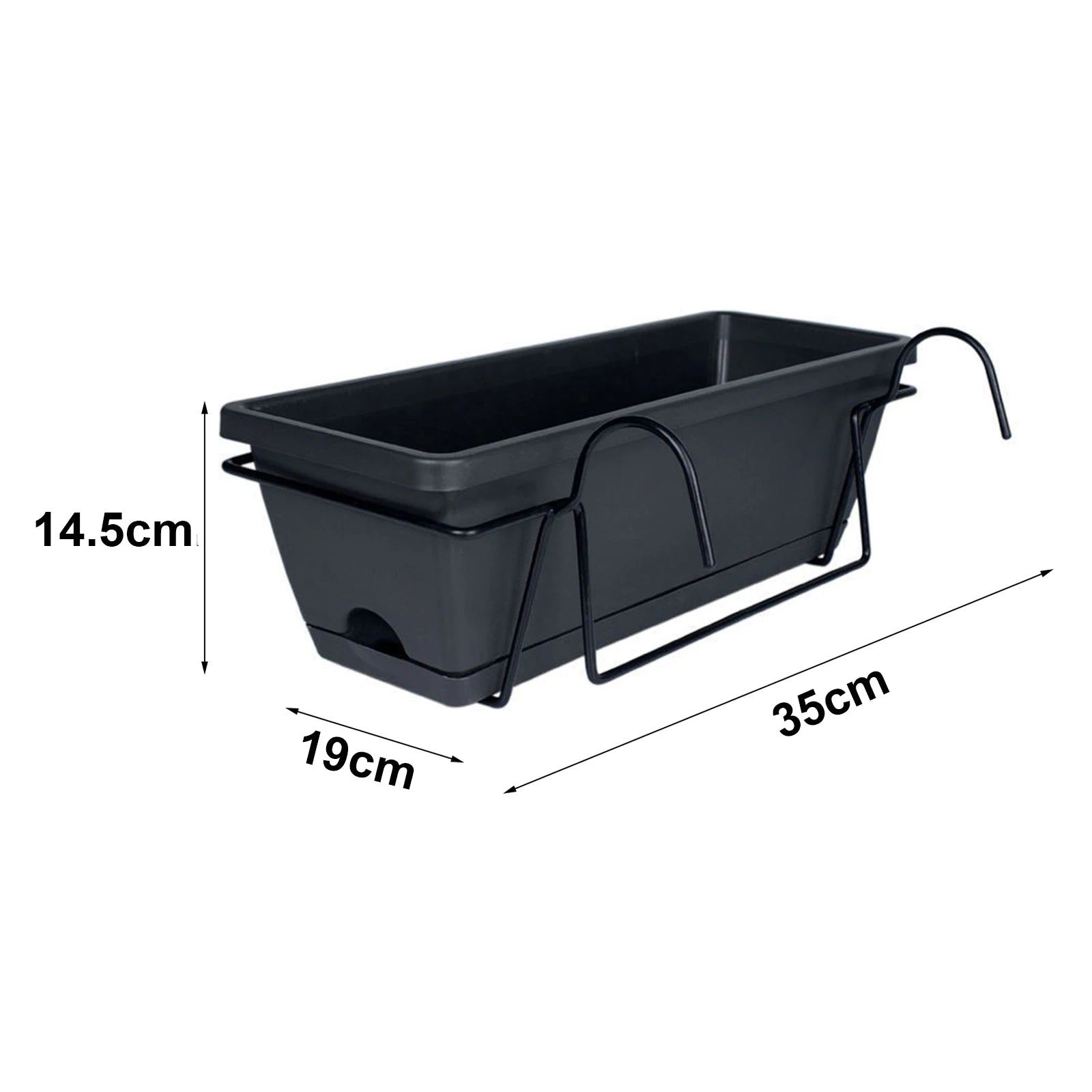Balcony Railing Planter Box with Drainage Tray and Hanging Rack