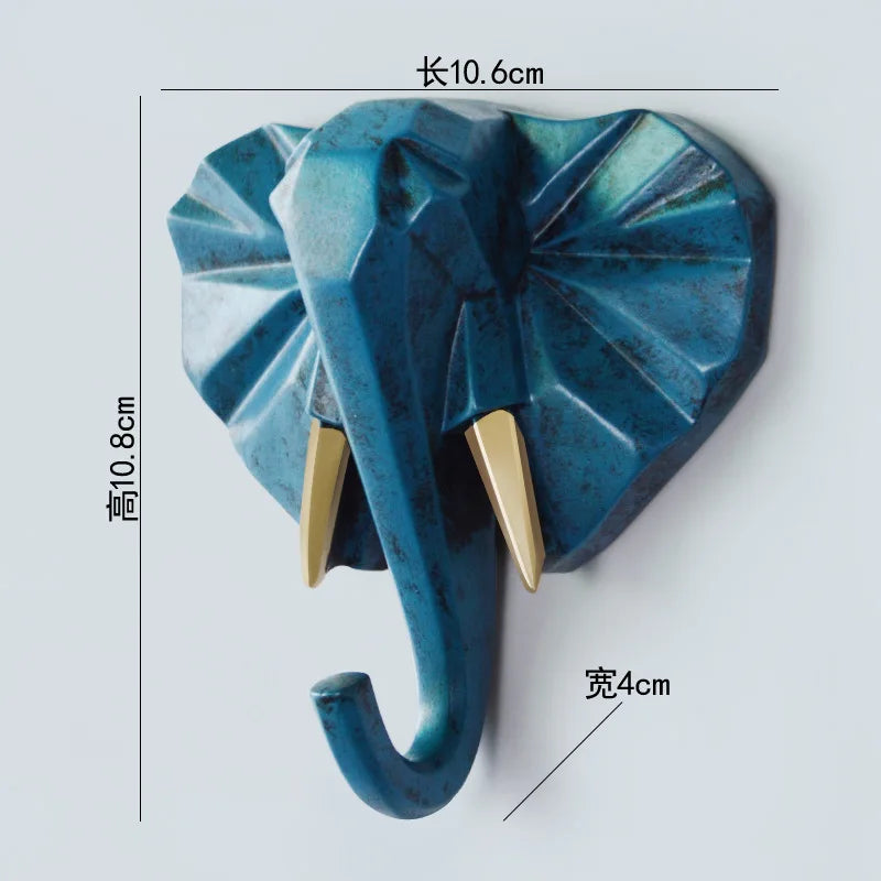 Low-Poly Animal Head Resin Wall Hook – Deer, Elephant, Rhino, or Unicorn Shape for Entryway, Bedroom, or Kids Room