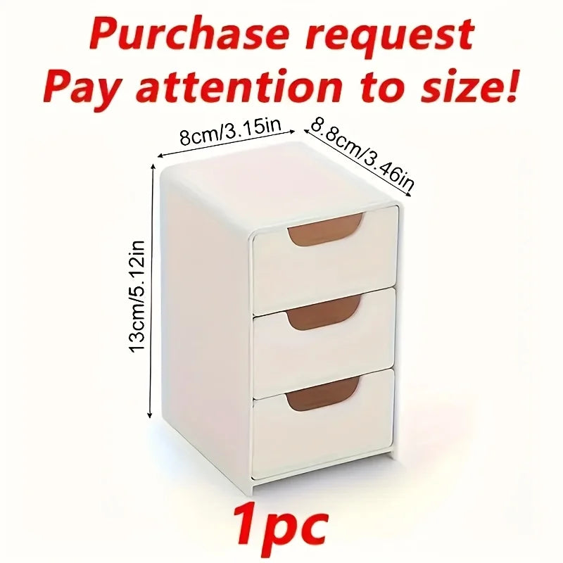 3-Tier Mini Desk Drawer Organizer – White Plastic Storage for Office, Vanity, or Dorm