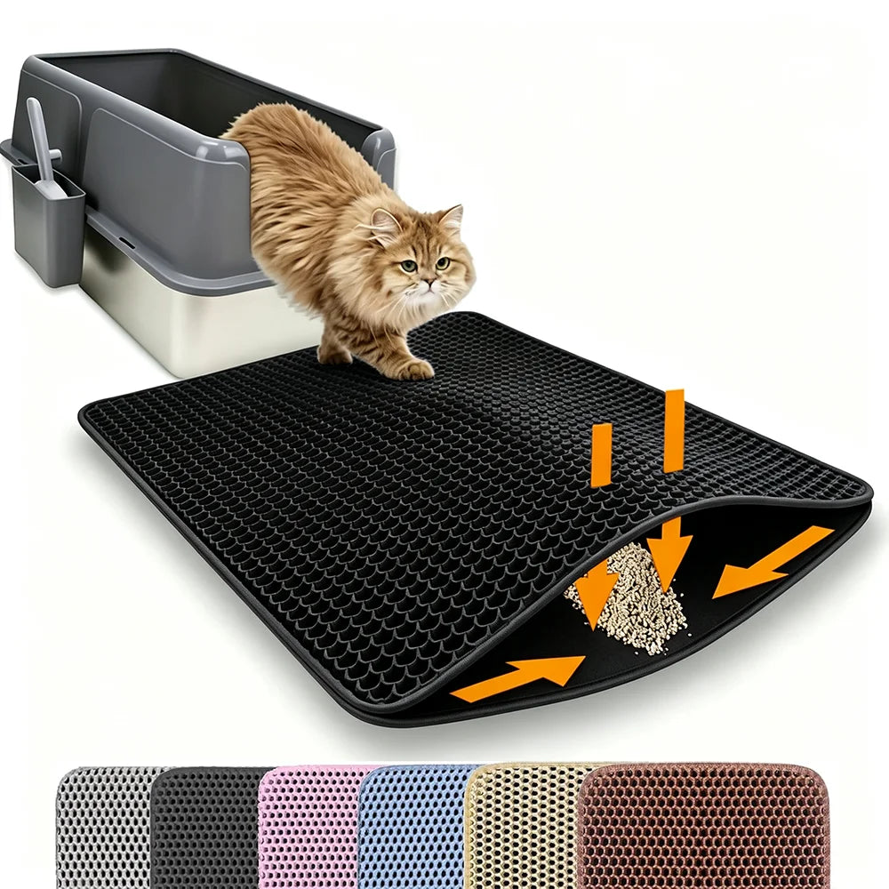 Double-Layer Cat Litter Mat for Easy Floor Cleanup