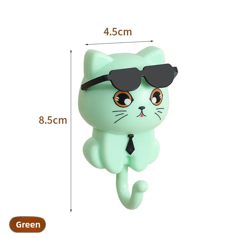 Cool Cat Adhesive Wall Hook – Decorative Cat Key, Towel & Hat Holder for Entryway, Kitchen, or Desk