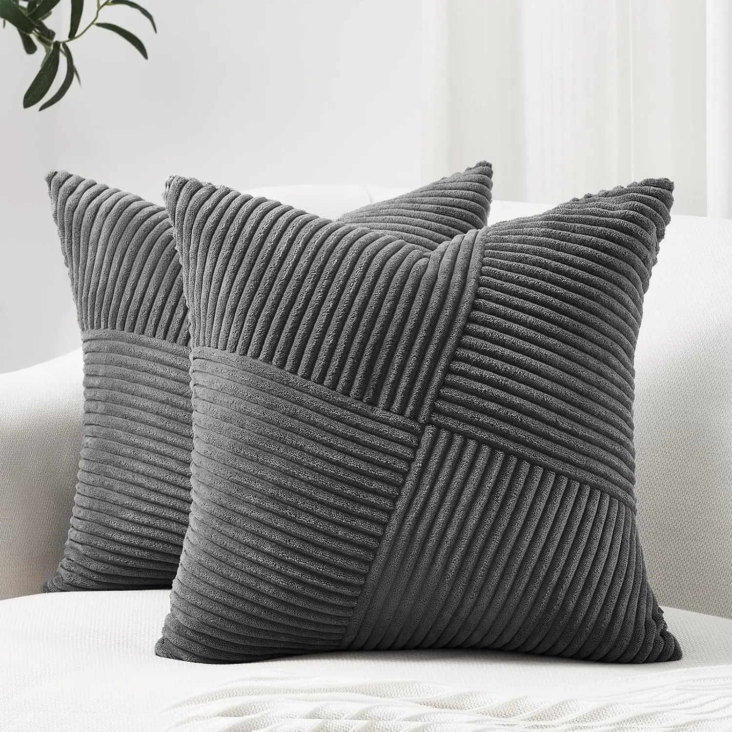 Marlow Corduroy Textured Throw Pillow Cover, 45x45cm