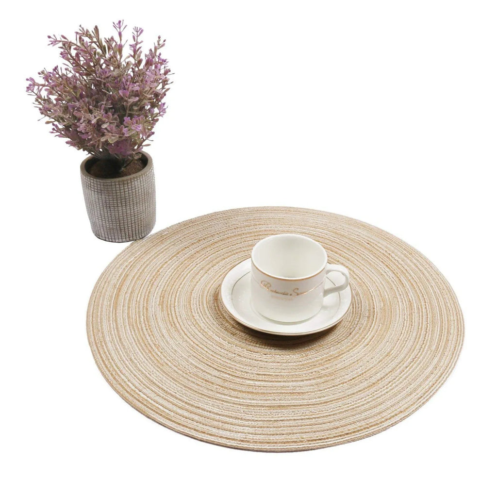 Round Woven Placemats, Set of 4 – Neutral Braided Table Mats for Dining