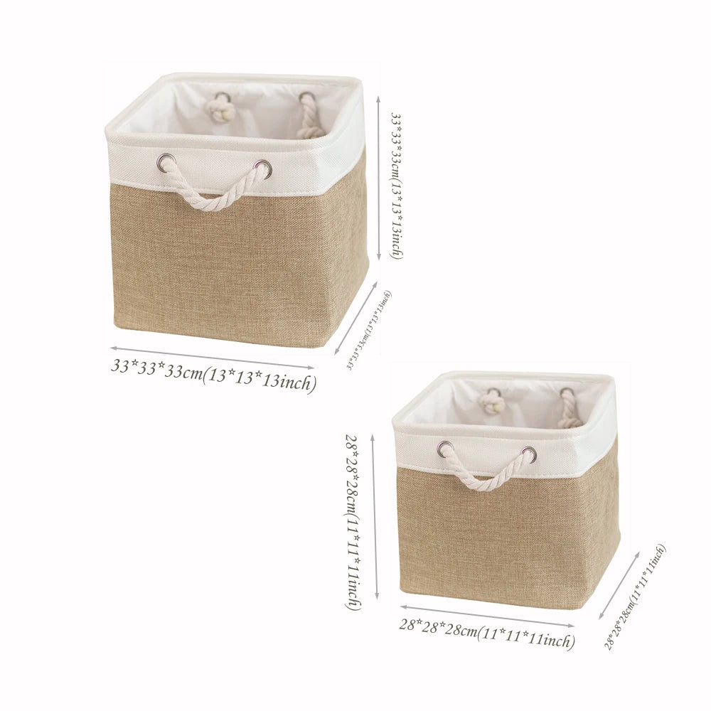 Collapsible Fabric Storage Cubes with Rope Handles