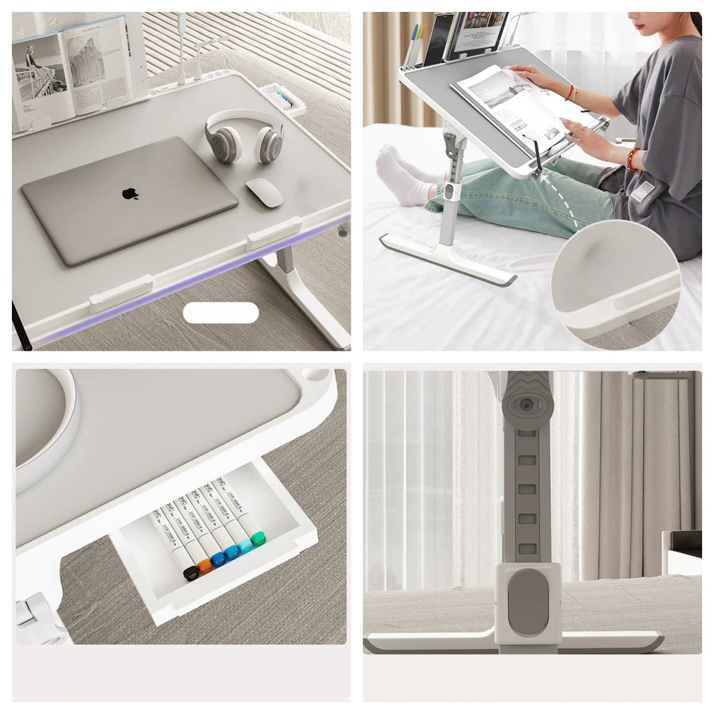 Adjustable Foldable Laptop Bed Tray Table with Drawer for Comfortable Sofa or Bedroom Use