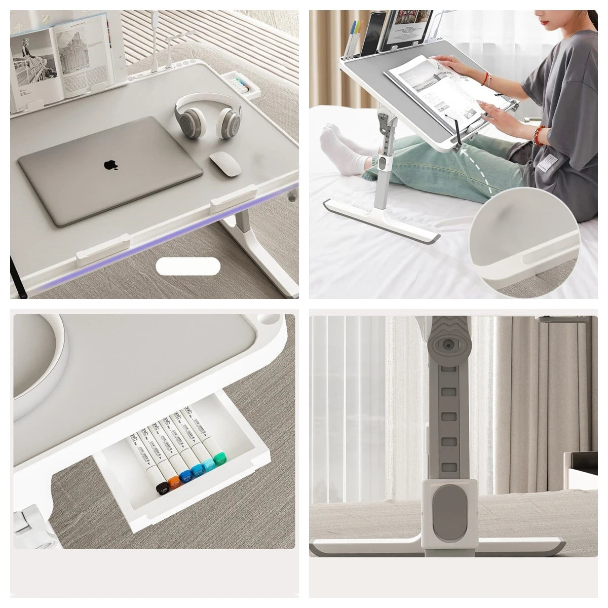 Adjustable Foldable Laptop Bed Tray Table with Drawer for Comfortable Sofa or Bedroom Use