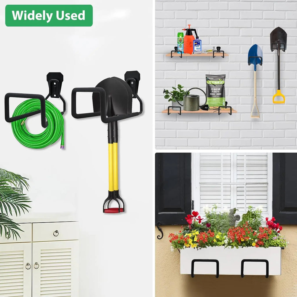 Wall-Mounted Metal Hose Holder for Garden, Garage, or Shed