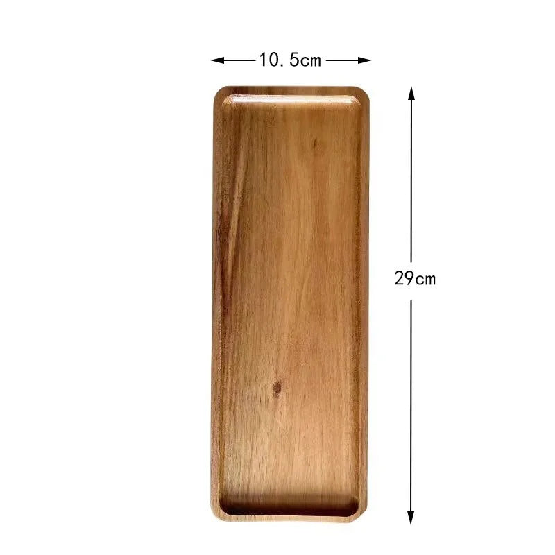 Mori Acacia Wood Decorative Tray – Oval & Rectangular Tabletop Organizer