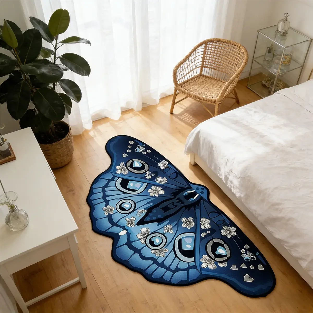 Mariposa Shaped Boho Runner Rug for Bedroom, Entryway, or Living Room