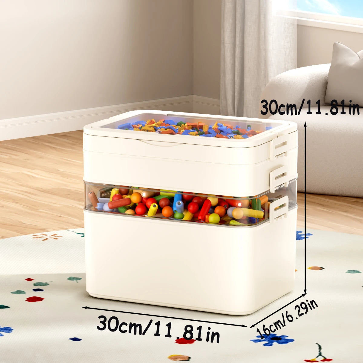 Stackable Multi-Layer Storage Box with Handle for Toys & Home Organization