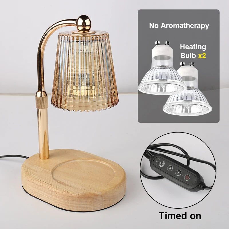 Amber Glass Candle Warmer Lamp with Timer for Bedroom or Living Room