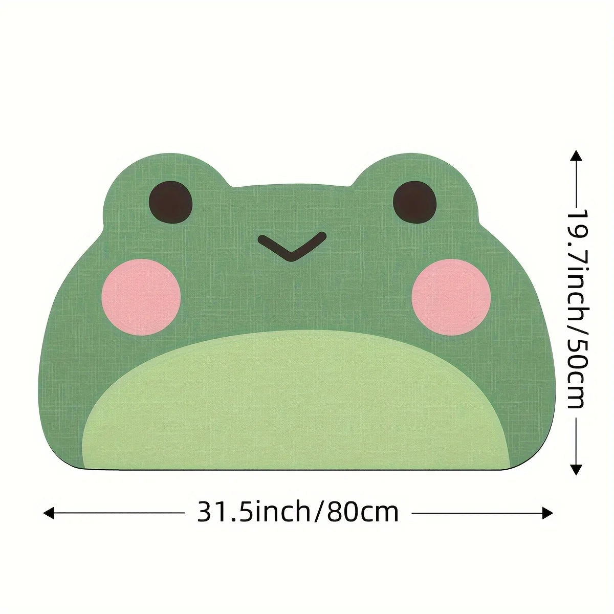 Large frog design mat with size dimensions shown