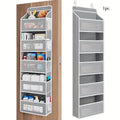 5-Shelf Over-the-Door Hanging Organizer with Large Pockets – Grey