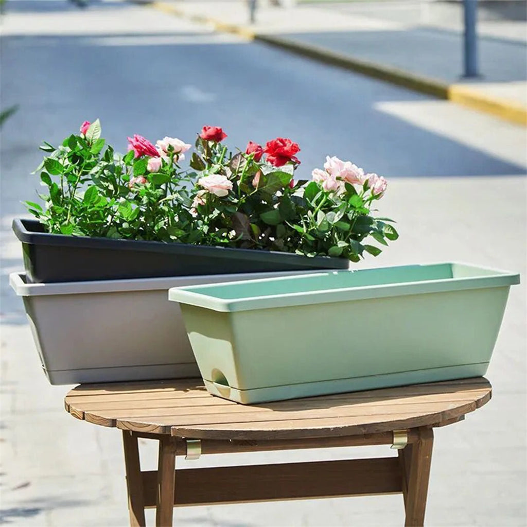Rectangular Railing Planter with Drainage Tray for Balconies & Patios