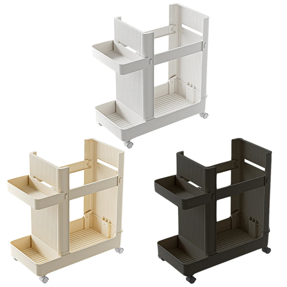 Three color options of the rolling sports equipment cart shown empty on a white background