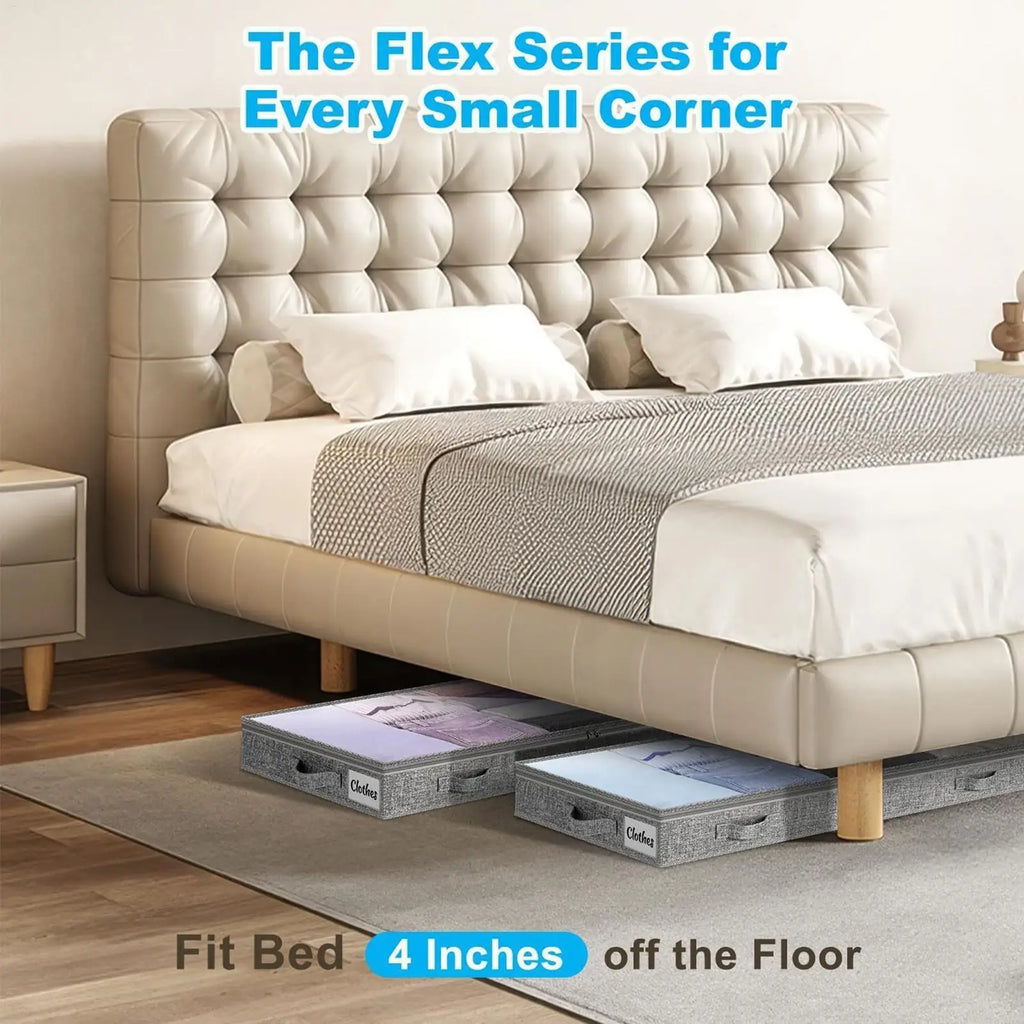 Rolling Underbed Storage Bin with Clear Lid for Clothes & Blankets