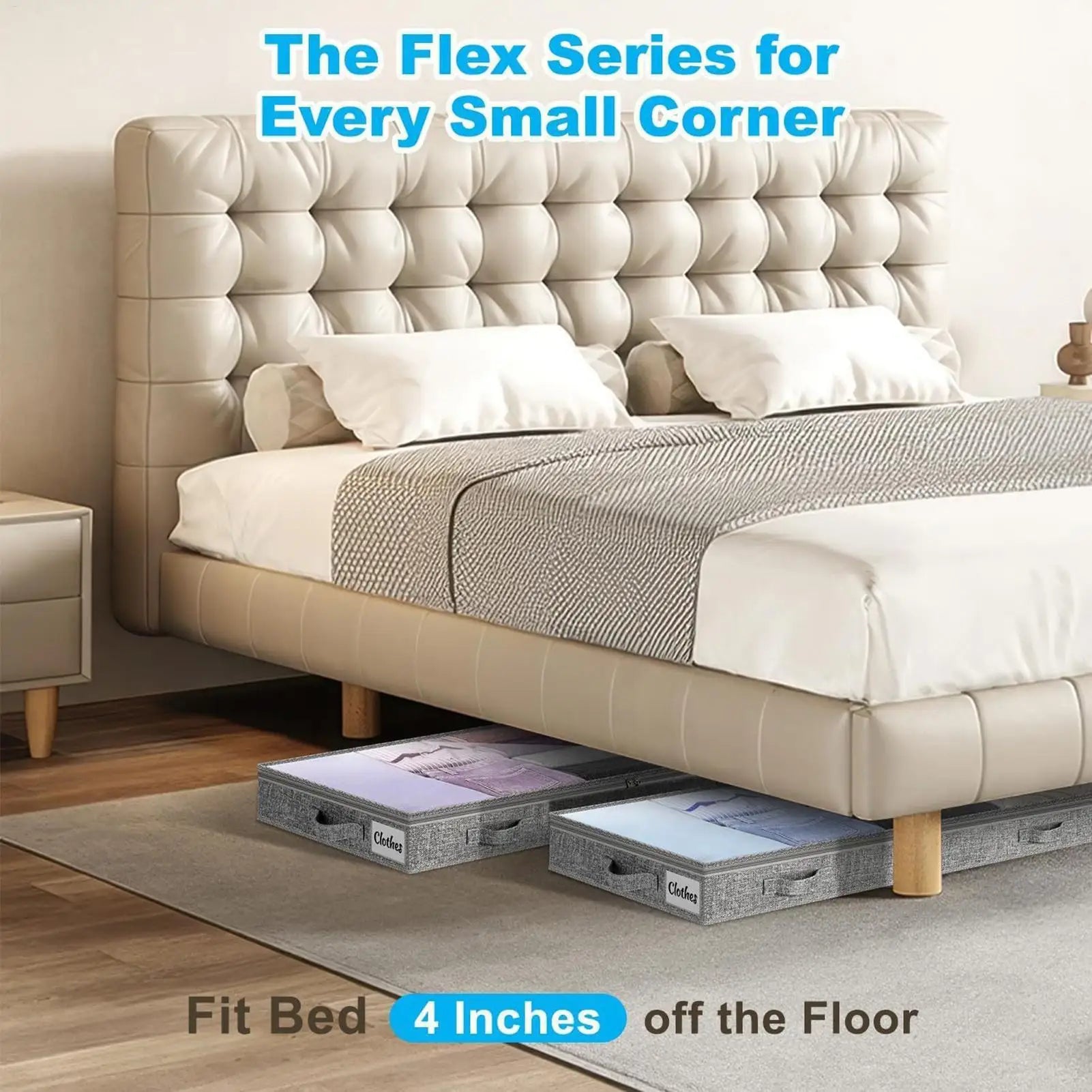 Rolling Underbed Storage Bin with Clear Lid for Clothes & Blankets