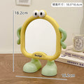 Playful Cartoon Desktop Makeup Mirror for Dorm, Bedroom, or Study Desk – Small Cute Standing Mirror in 3 Colors