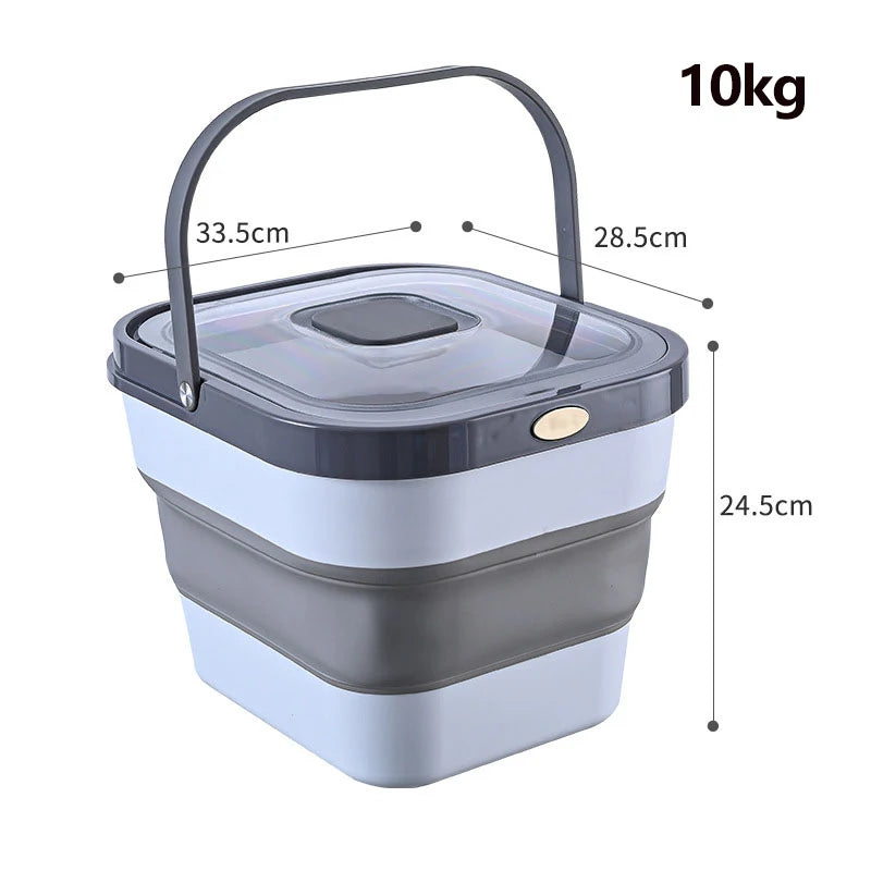 Foldable Airtight Pet Food Storage Container with Wheels, Large Capacity, Collapsible Design – For Dog & Cat Dry Food