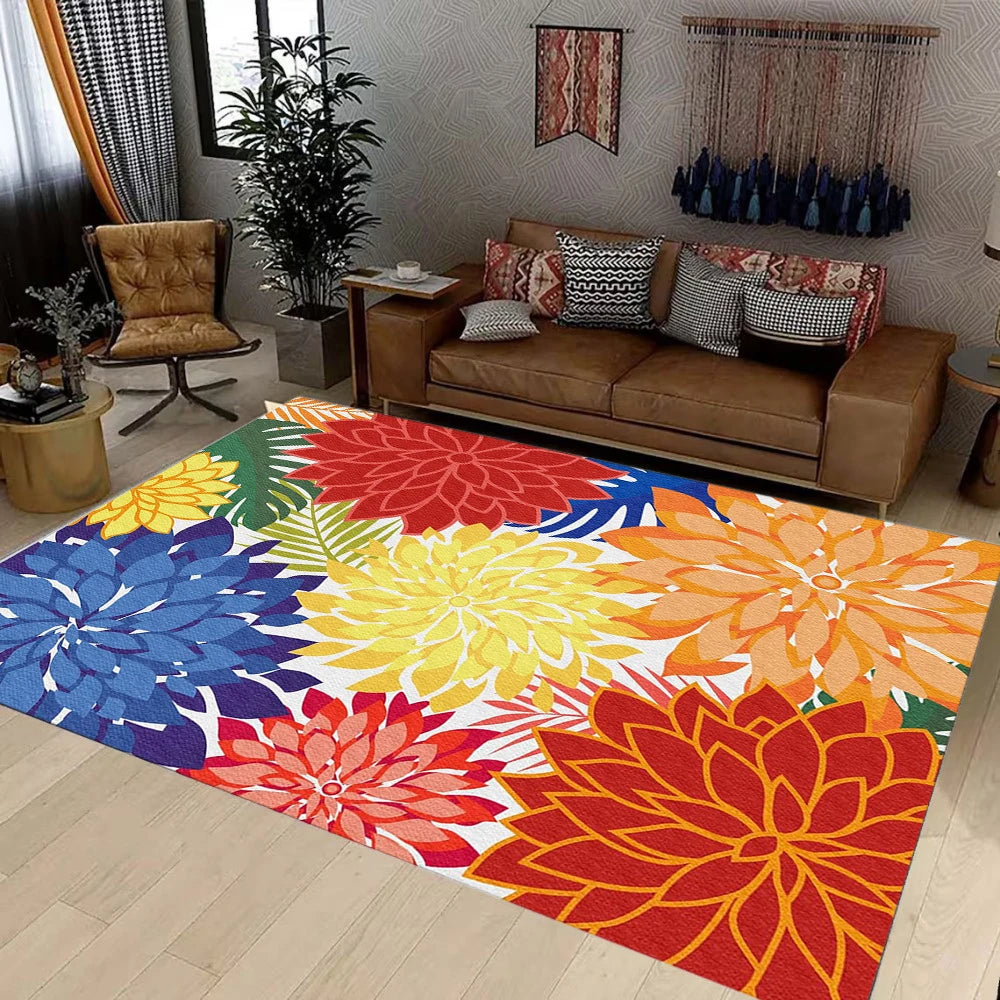 Botanical Non-Slip Area Rug for Living Room, Bedroom, or Patio