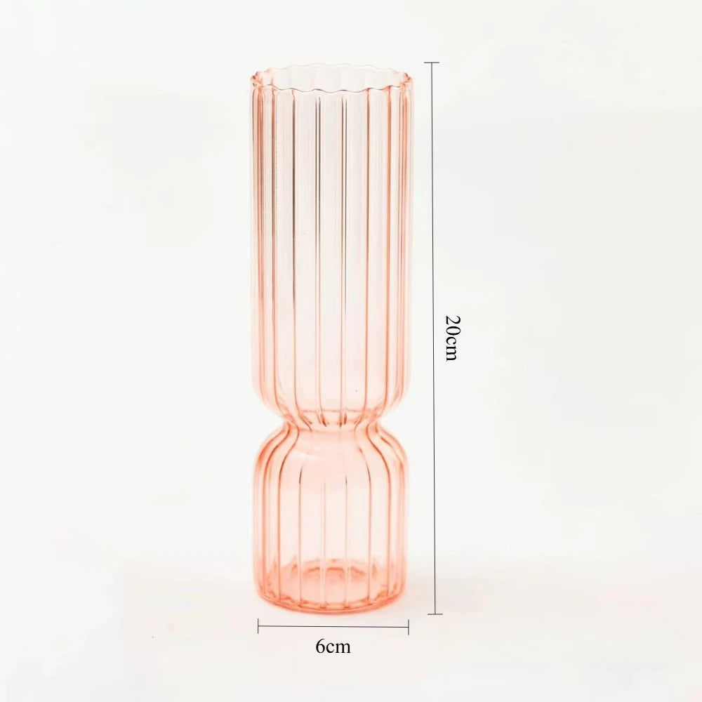 Lynna Striped Colorful Glass Vase for Modern Tabletop & Shelf Decor
