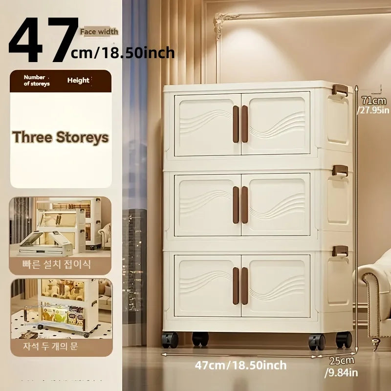 Foldable Stackable Storage Cabinet with Clear Front Doors