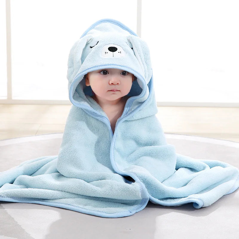 Cartoon Animal Hooded Baby Bath Towel Blanket – Soft Coral Fleece