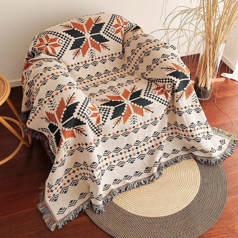 Solano Woven Aztec Fringe Throw Blanket